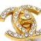 Rhinestone Turnlock Clip-On Gold Earrings from Chanel, Set of 2 2