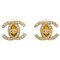 Rhinestone Turnlock Clip-On Gold Earrings from Chanel, Set of 4 1