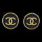 Chanel Button Earrings Black 95P 110788, Set of 2, Image 1