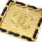 Chanel Square Leather Earrings Clip-On Gold 26 122679, Set of 2, Image 2