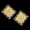 Chanel Square Leather Earrings Clip-On Gold 26 122679, Set of 2 1