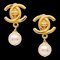 Chanel Turnlock Artificial Pearl Dangle Earrings Clip-On Gold 96A 151848, Set of 2 1