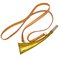 HERMES Whistle Pendant Necklace Brown Gold BT16379d 1