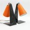 Lampes de Bureau Hook avec Abat-Jour Orange et Socles Noirs par JT Kalmar, 1950s, Set de 2 3