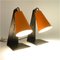 Lampes de Bureau Hook avec Abat-Jour Orange et Socles Noirs par JT Kalmar, 1950s, Set de 2 2