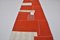 Alfombra de pasillo vintage hecha a mano en rojo y blanco, 1960, Imagen 4
