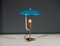 Lámpara de mesa italiana de latón con pantalla lacada en azul, años 50, Imagen 7