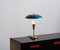 Italian Brass Table Lamp with Blue Lacquered Shade, 1950s 11