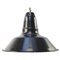 Lámpara colgante francesa industrial vintage esmaltada en negro y azul oscuro, Imagen 1