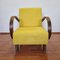 Art Deco Armchair in Yellow Alcantara Fabric, 1940s 6