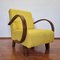 Art Deco Armchair in Yellow Alcantara Fabric, 1940s 4