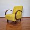 Art Deco Armchair in Yellow Alcantara Fabric, 1940s 1