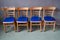Vintage Bistro Chairs in Beech and Electric Blue Skai, 1950s, Set of 4 6