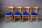 Vintage Bistro Chairs in Beech and Electric Blue Skai, 1950s, Set of 4 5