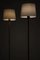 Lampade da terra in pelle, ottone e paralumi attribuite a Lisa Johansson-Pape, anni '50, set di 2, Immagine 5