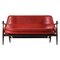 Sofa in Rosewood and Burgundy Leather attributed to Ib Kofod-Larsen, 1956 1
