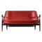 Sofa in Rosewood and Burgundy Leather attributed to Ib Kofod-Larsen, 1956, Image 1