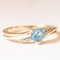 Vintage 9 Karat Gelbgold Ring mit synthetischem blauem Spinell im Herzschliff und Diamanten, 1990er 8