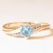 Vintage 9 Karat Gelbgold Ring mit synthetischem blauem Spinell im Herzschliff und Diamanten, 1990er 1