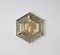 Aplique o lámpara de techo hexagonal de latón y vidrio biselado de Fontana Arte, Italia, años 50, Imagen 12