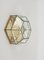 Aplique o lámpara de techo hexagonal de latón y vidrio biselado de Fontana Arte, Italia, años 50, Imagen 10