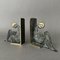Metal Bookends with Green Patina and Brass, 1960s, Set of 2 1
