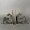 Metal Bookends with Green Patina and Brass, 1960s, Set of 2 2