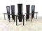 Vintage Black Leather Dining Chairs, Set of 6, 1980s, Set of 6 1