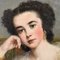 Retrato de mujer joven, pintura al óleo sobre lienzo, siglo XIX, enmarcado, Imagen 4