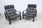 Vintage Leather and Rosewood Armchairs, 1960s, Set of 2, Image 1