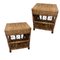 Mesas auxiliares vintage de bambú de fibra natural. Juego de 2, Imagen 1