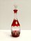 Botella decantadora bohemia de cristal rojo y transparente de Dresden Crystal, Italia, años 60, Imagen 1