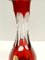 Botella decantadora bohemia de cristal rojo y transparente de Dresden Crystal, Italia, años 60, Imagen 6
