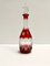 Botella decantadora bohemia de cristal rojo y transparente de Dresden Crystal, Italia, años 60, Imagen 4