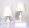 White Glass Lamps by Luxus Lighting, 1980, Set of 2, Image 1