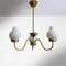 Mid-Century Swedish Chandelier in Brass and Glass, 1940s, Image 1