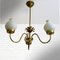 Mid-Century Swedish Chandelier in Brass and Glass, 1940s 3