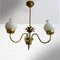 Mid-Century Swedish Chandelier in Brass and Glass, 1940s, Image 3