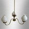 Mid-Century Swedish Chandelier in Brass and Glass, 1940s, Image 4