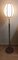 Lampada da terra Mid-Century con base impiallacciata in noce con venature in ottone e paralume in tessuto beige-marrone, Germania, anni '60, Immagine 2