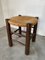 Brutalist Rustic Oak Stool from Dudouyt, 1950s, Image 8