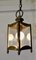 Vintage Small French Brass and Glass Hall Lantern Lights, 1920s, Set of 2 2