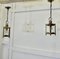 Vintage Small French Brass and Glass Hall Lantern Lights, 1920s, Set of 2 4