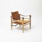 Vintage Danish Safari Chair in Patinated Leather, 1960s, Image 1