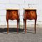 Vintage Louis XV French Rosewood Marquetry Nightstands in Marble, 1950s, Set of 2 1