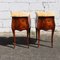 Vintage Louis XV French Rosewood Marquetry Nightstands in Marble, 1950s, Set of 2 4