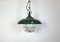 Industrial Green Enamel Factory Cage Pendant Lamp in Cast Iron, 1960s 2