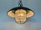 Industrial Green Enamel Factory Cage Pendant Lamp in Cast Iron, 1960s 16