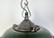 Industrial Green Enamel Factory Cage Pendant Lamp in Cast Iron, 1960s 3