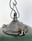 Industrial Green Enamel Factory Cage Pendant Lamp in Cast Iron, 1960s 11